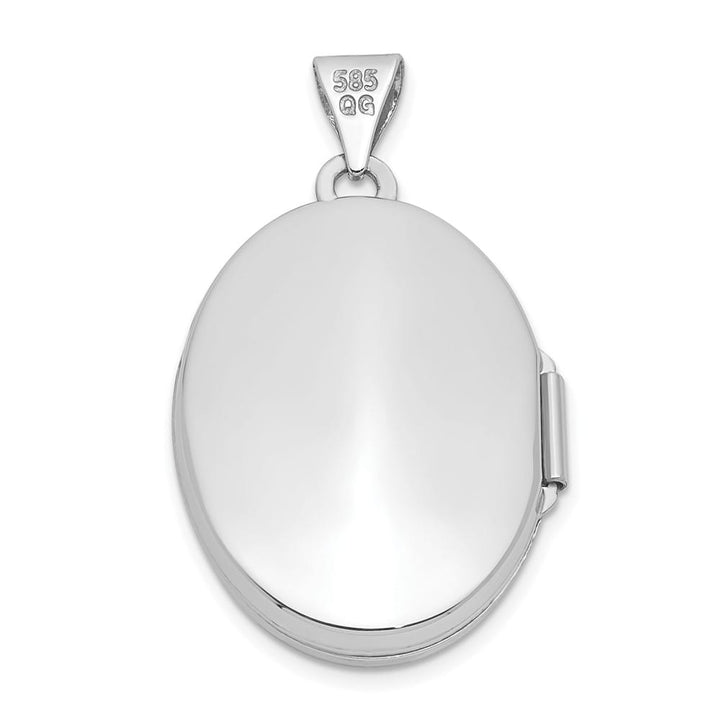 14K White Gold Diamond Vintage Filigree 21mm Oval Locket