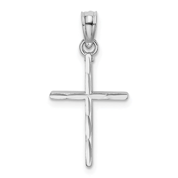 Lovely Rita's 14K White Gold Elegant D.C Polished Religious Latin Cross Pendant