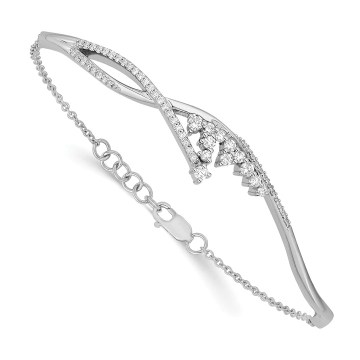 14k White Gold Fancy Florina 1/2 carat Diamond Half-Bangle 7 inch