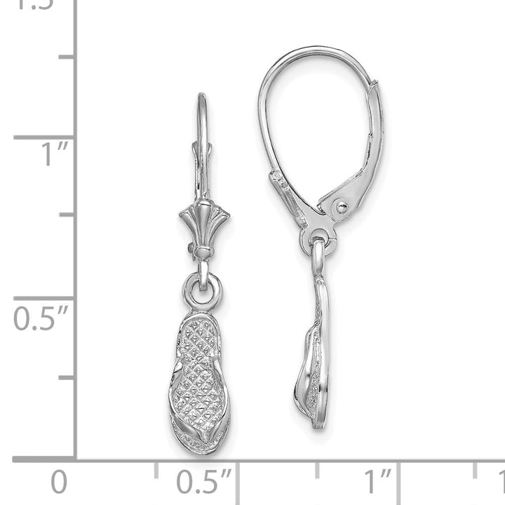 14K White Gold Flip-Flop Dangle Leverback Earrings, view 5 of 5