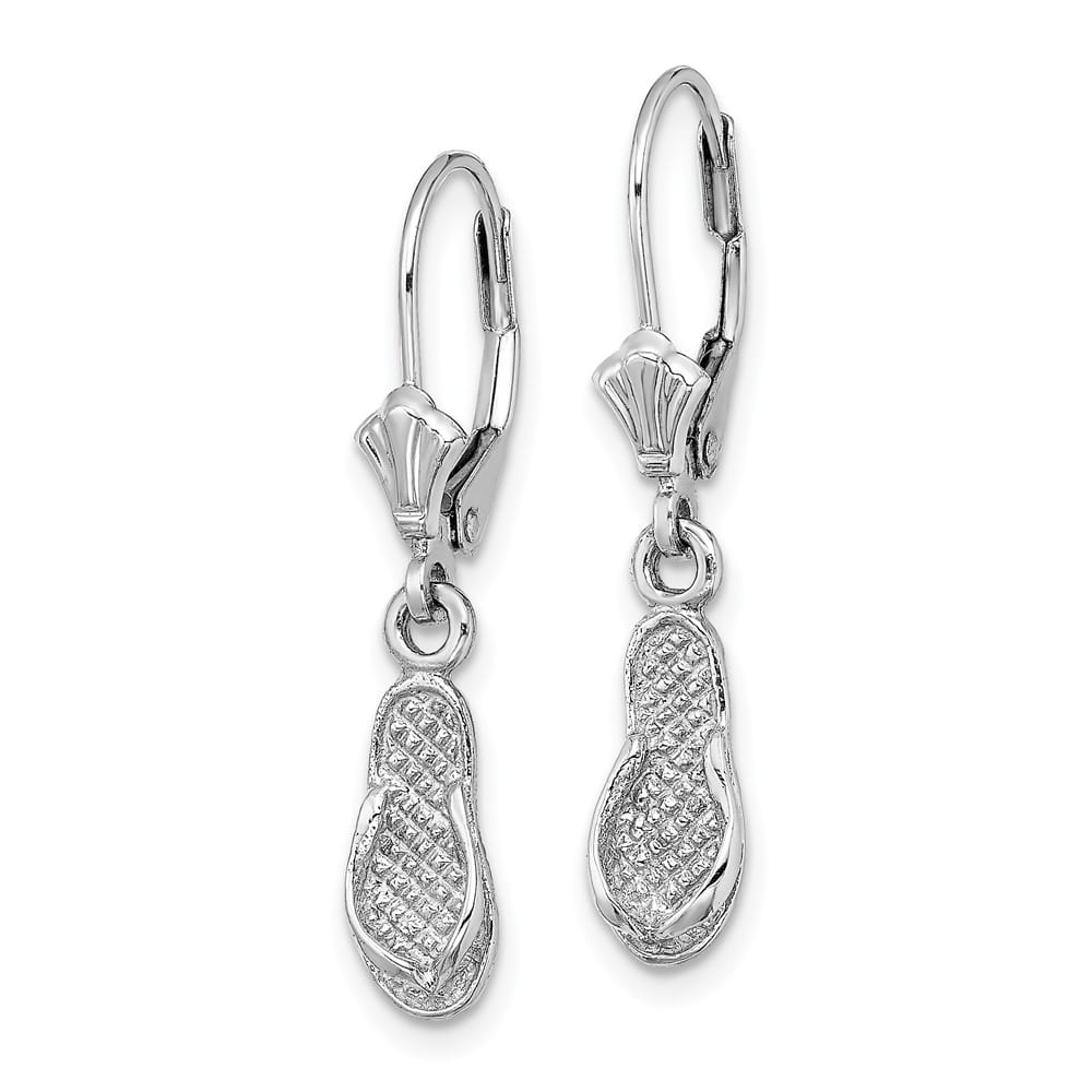 14K White Gold Flip-Flop Dangle Leverback Earrings, view 3 of 5