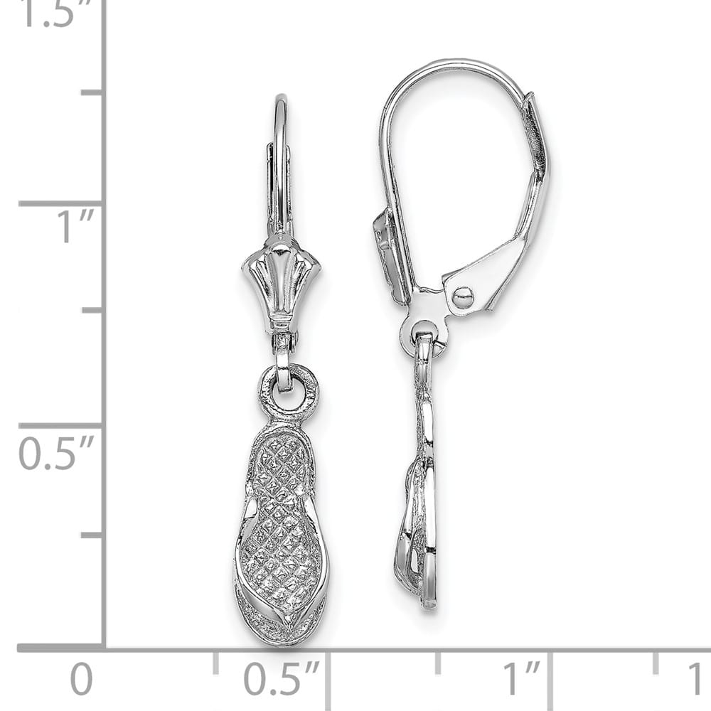 14K White Gold Flip-Flop Dangle Leverback Earrings, view 2 of 5