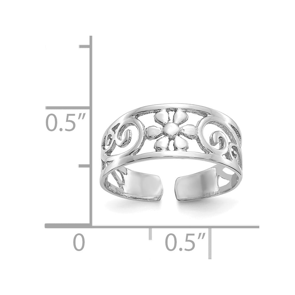 14k White Gold Floral Toe Ring