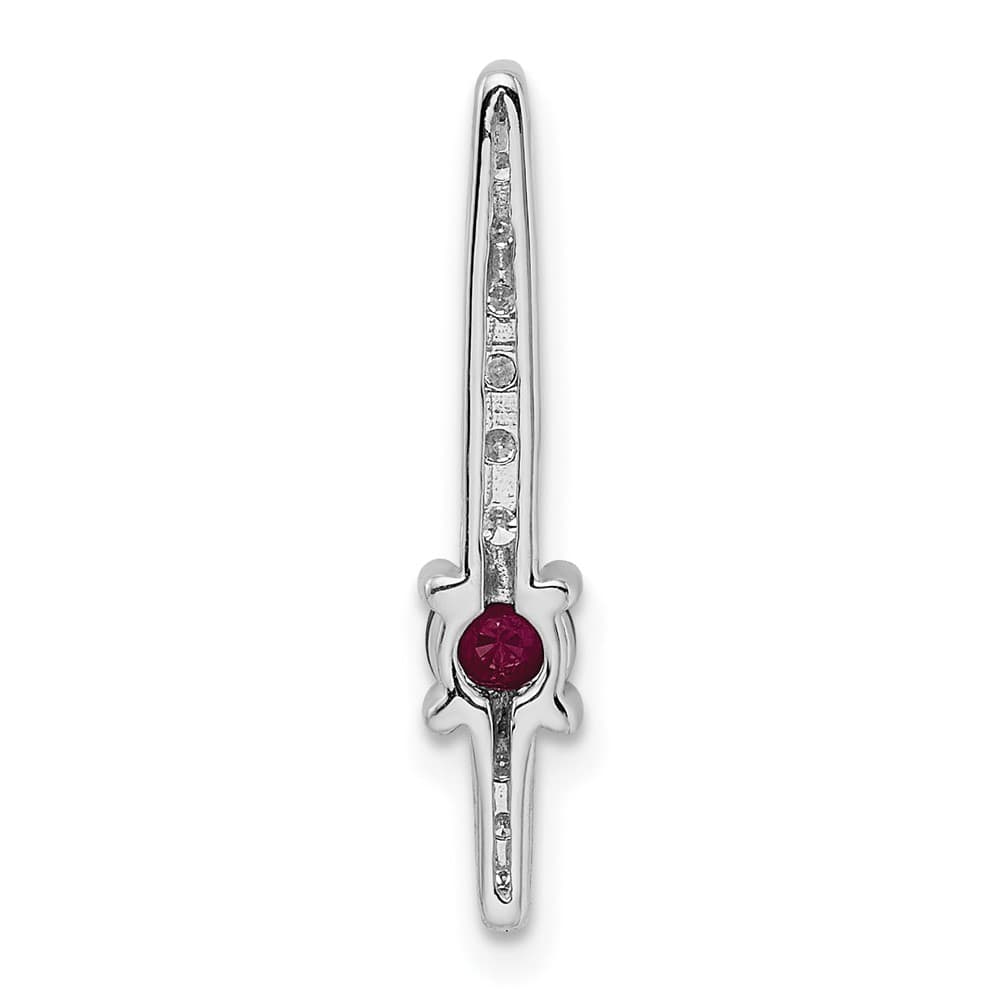 14K White Gold Graduated Diamond and .18 ct Ruby Fancy Chain Slide