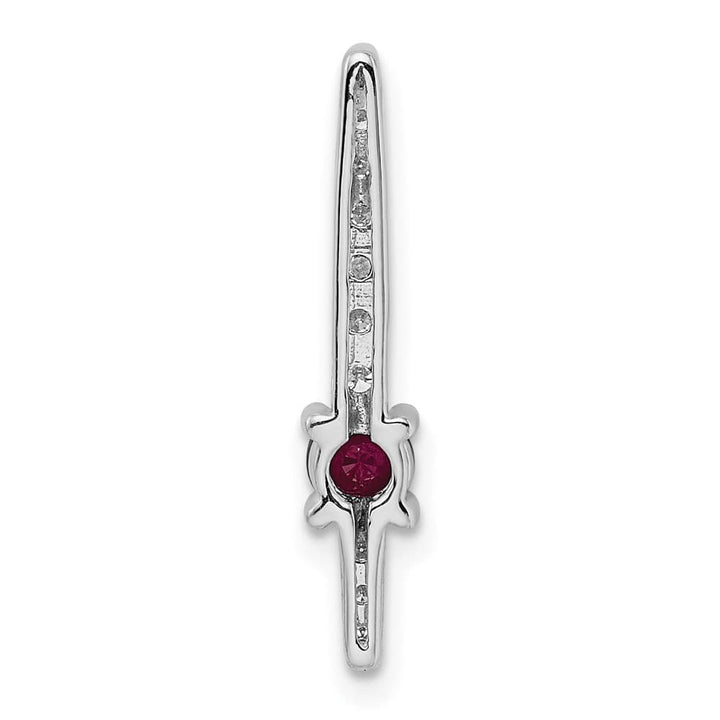14K White Gold Graduated Diamond and .18 ct Ruby Fancy Chain Slide