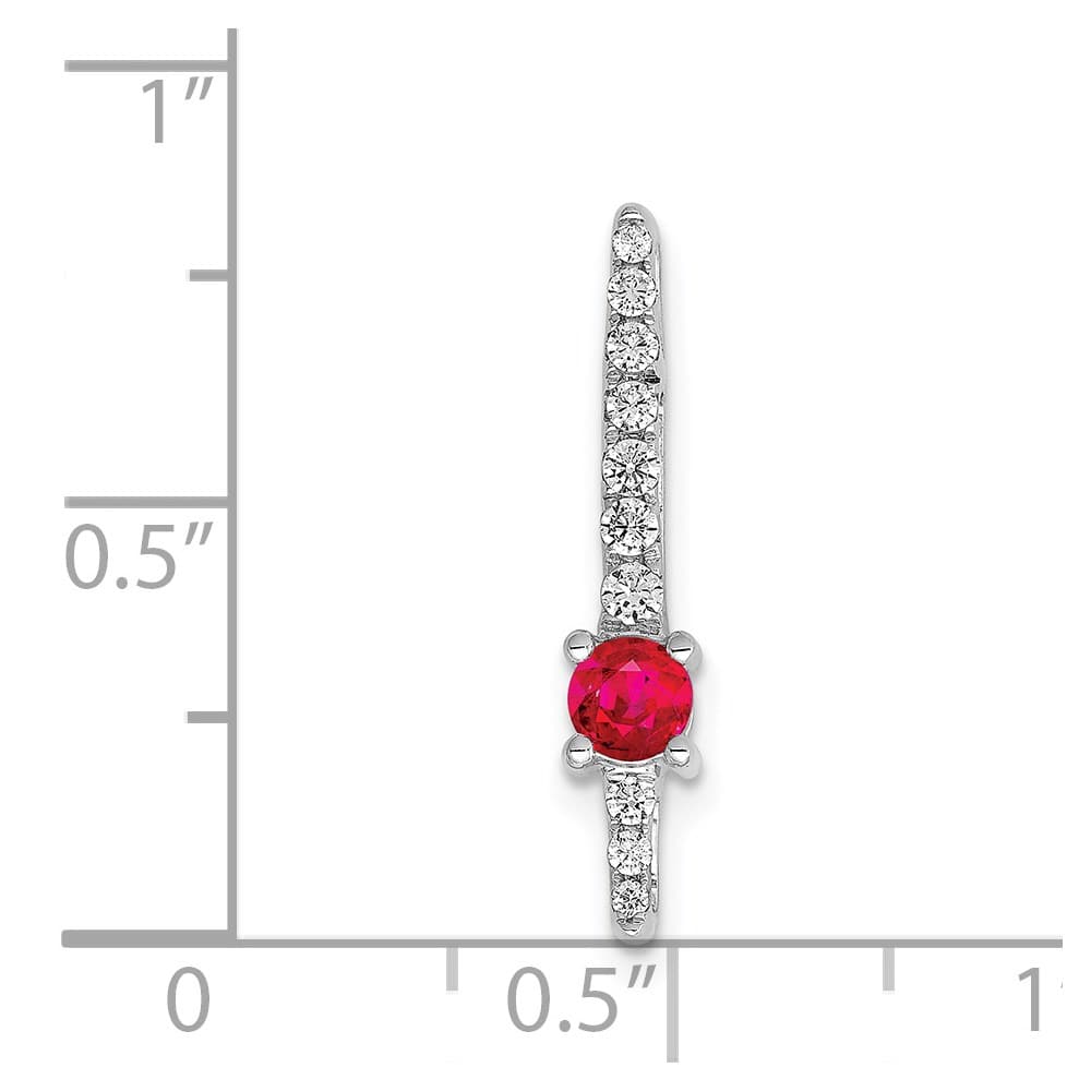 14K White Gold Graduated Diamond and .18 ct Ruby Fancy Chain Slide