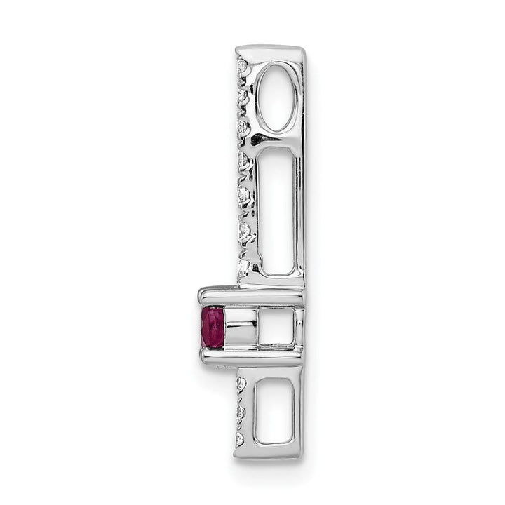14K White Gold Graduated Diamond and .18 ct Ruby Fancy Chain Slide