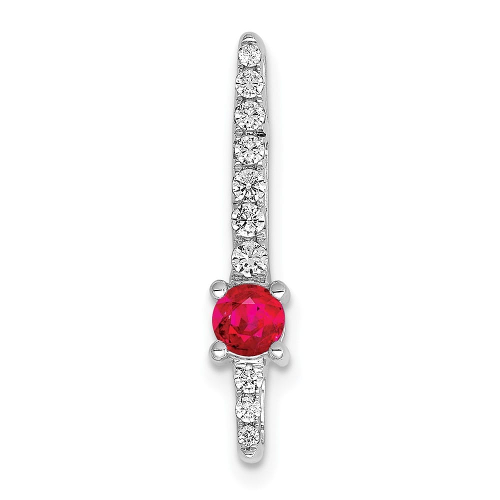 14K White Gold Graduated Diamond and .18 ct Ruby Fancy Chain Slide