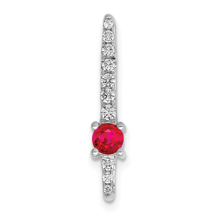 14K White Gold Graduated Diamond and .18 ct Ruby Fancy Chain Slide