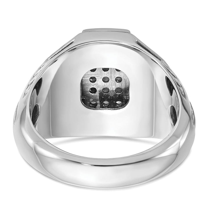 14k White Gold Grooved I1 Quality Diamond Cross Cluster Men's Ring