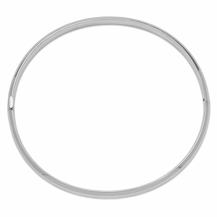 14k White Gold High Polished 5.00mm Hinged Oval Bangle Bracelet