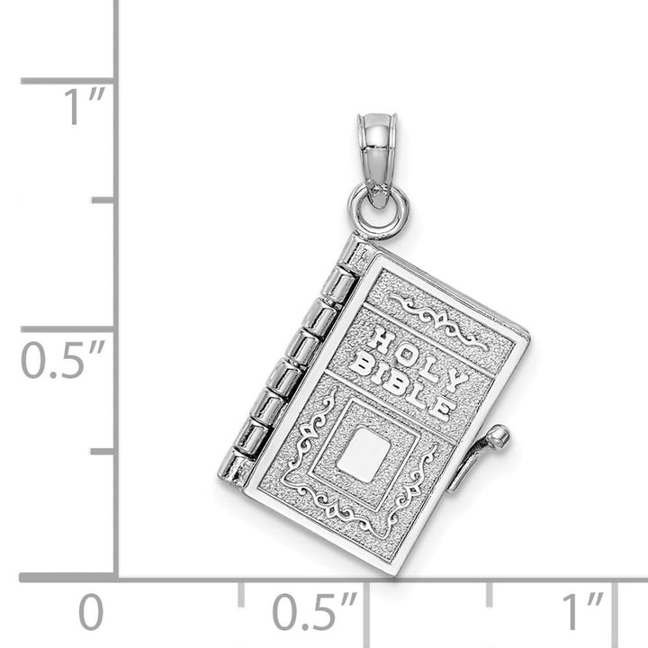 14K White Gold Holy Bible with Lord's Prayer and Movable Pages Pendant