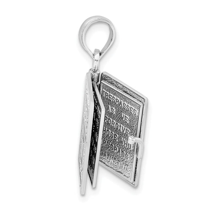 14K White Gold Holy Bible with Lord's Prayer and Movable Pages Pendant