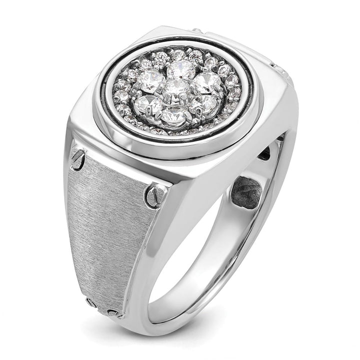 14k White Gold I1 Diamond Round Cluster Halo Men's Ring