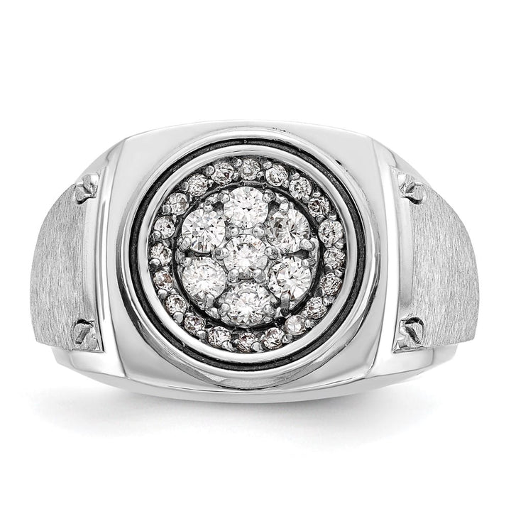 14k White Gold I1 Diamond Round Cluster Halo Men's Ring