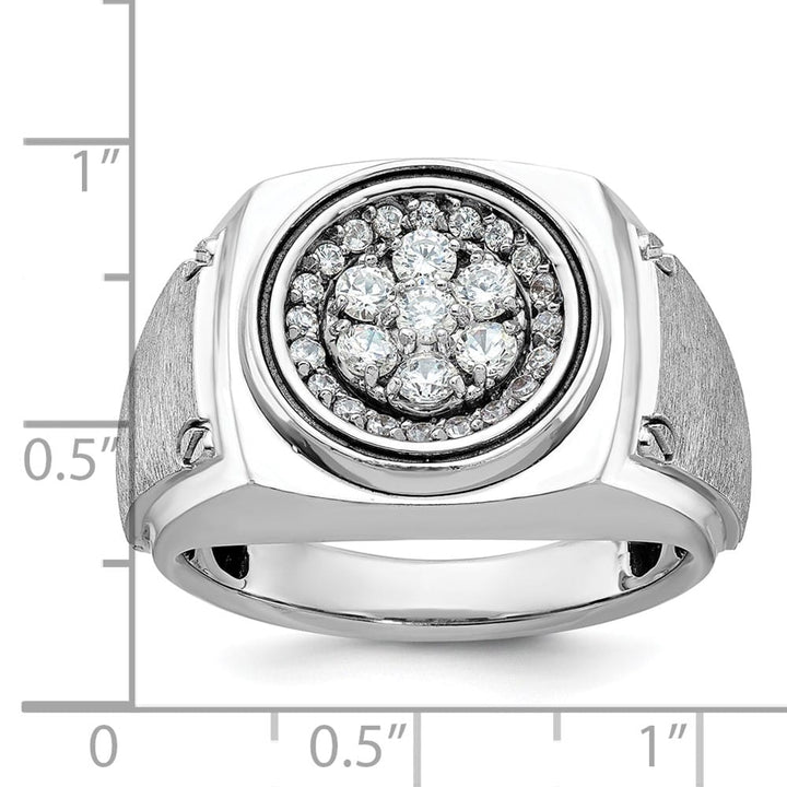 14k White Gold I1 Diamond Round Cluster Halo Men's Ring