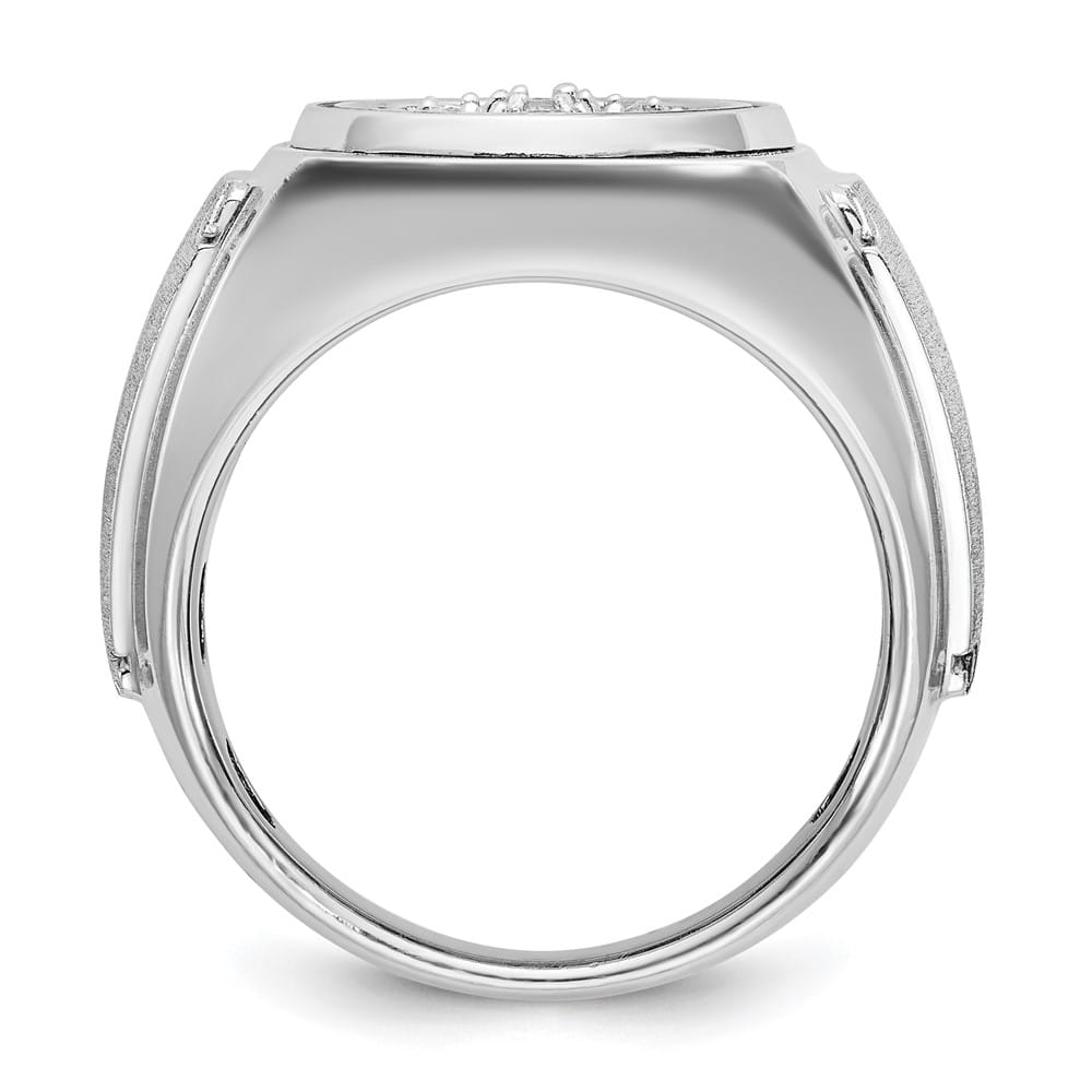 14k White Gold I1 Diamond Round Cluster Halo Men's Ring