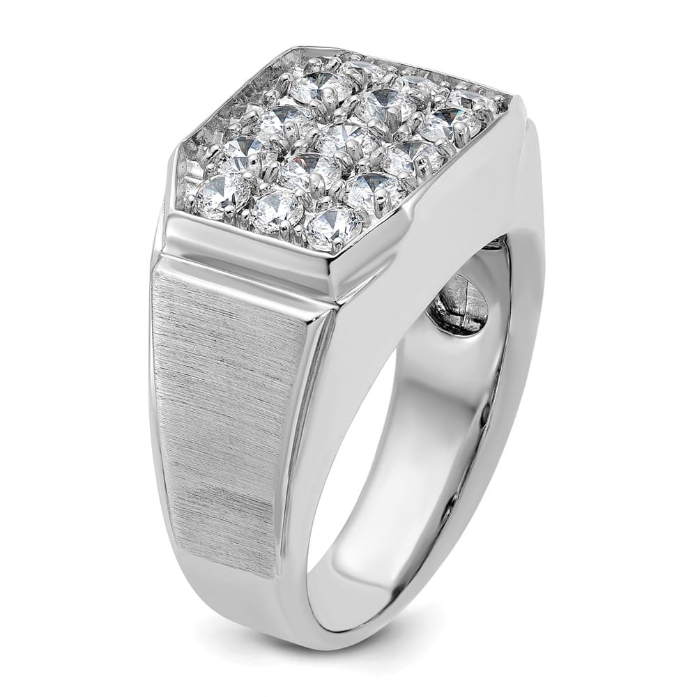 14k White Gold I1 Quality Diamond Cluster Men's Ring