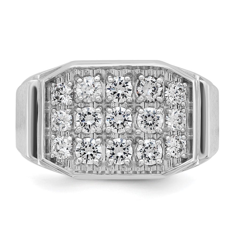 14k White Gold I1 Quality Diamond Cluster Men's Ring
