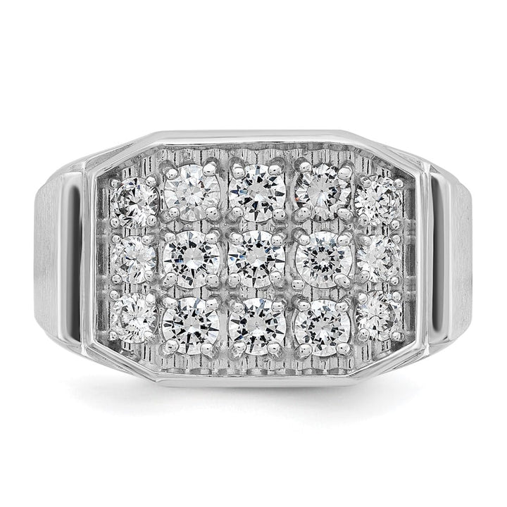 14k White Gold I1 Quality Diamond Cluster Men's Ring
