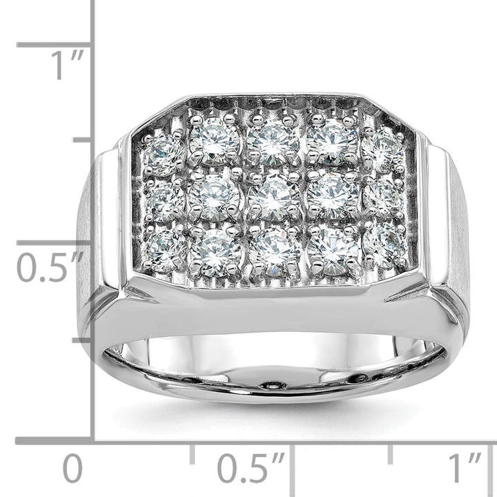 14k White Gold I1 Quality Diamond Cluster Men's Ring