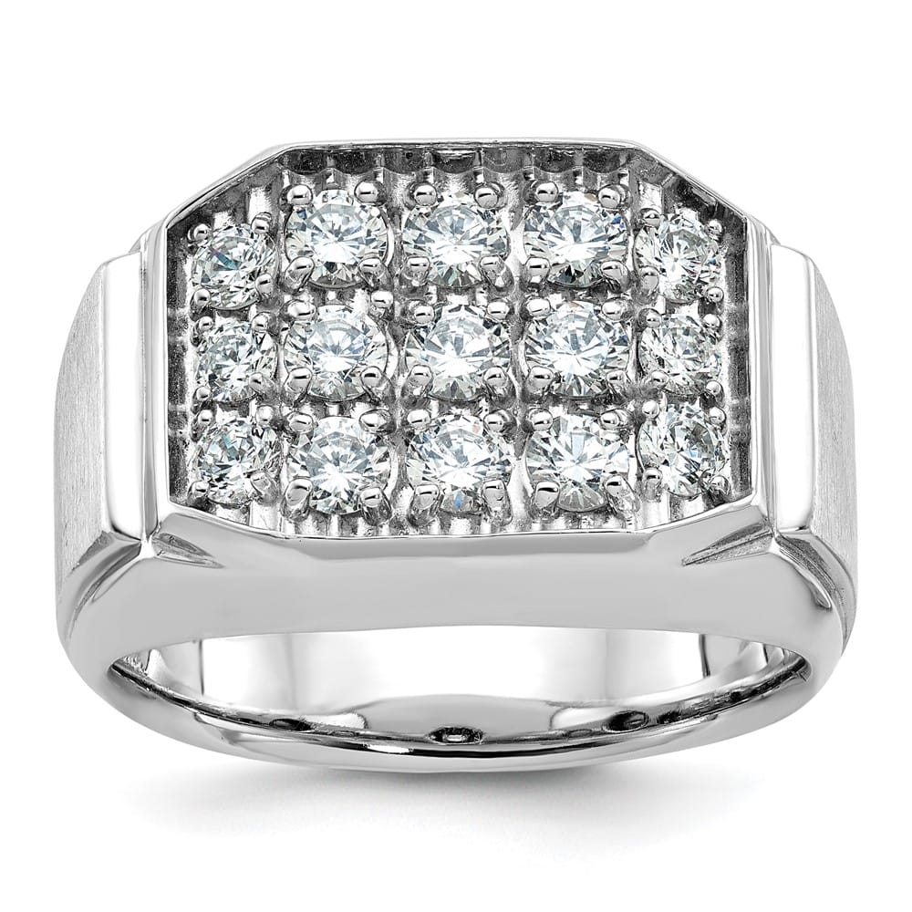 14k White Gold I1 Quality Diamond Cluster Men's Ring