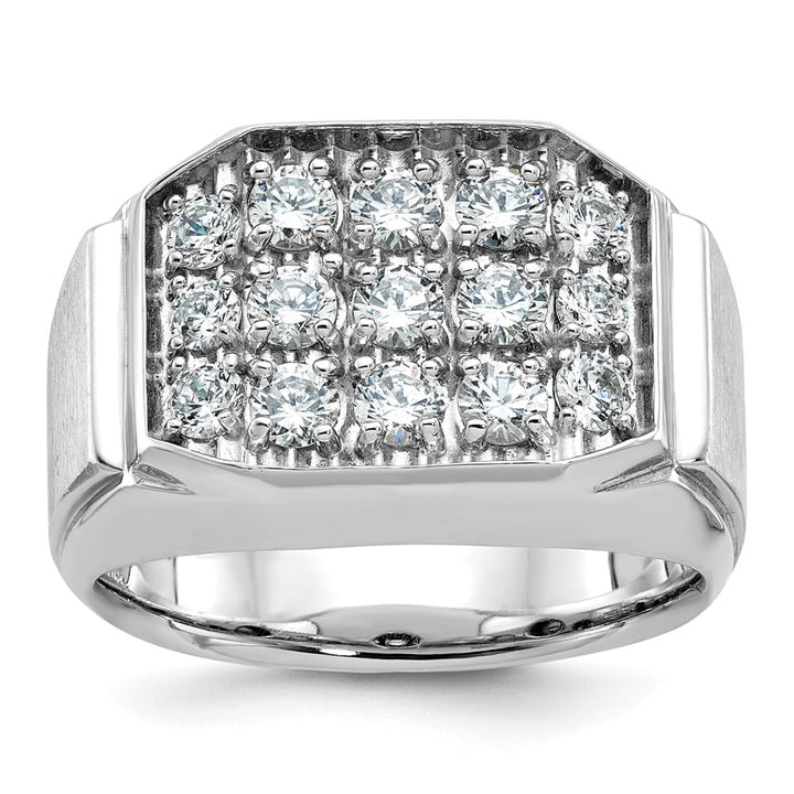 14k White Gold I1 Quality Diamond Cluster Men's Ring