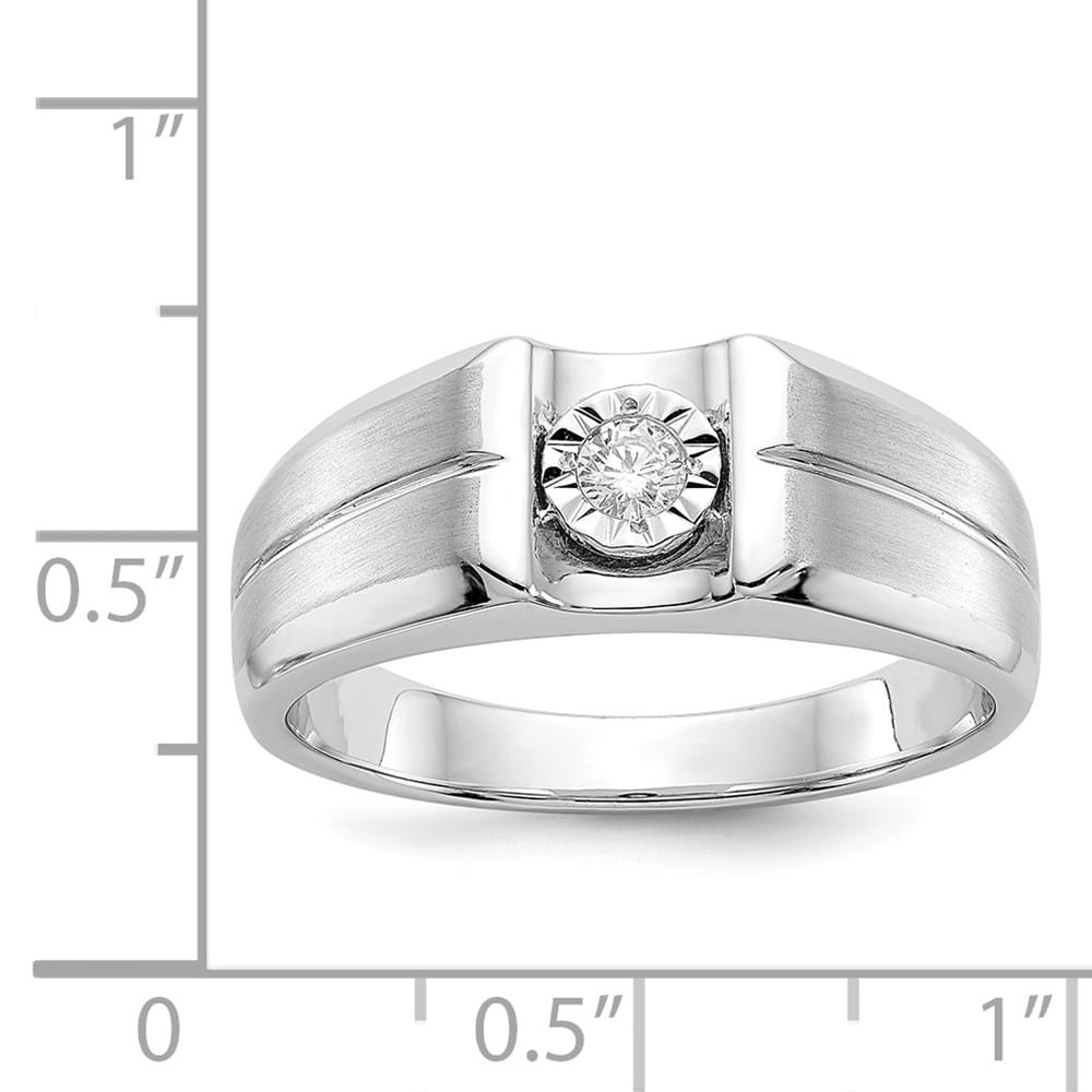 14k White Gold IB Goodman 1/10 Carat Diamond Men's Ring