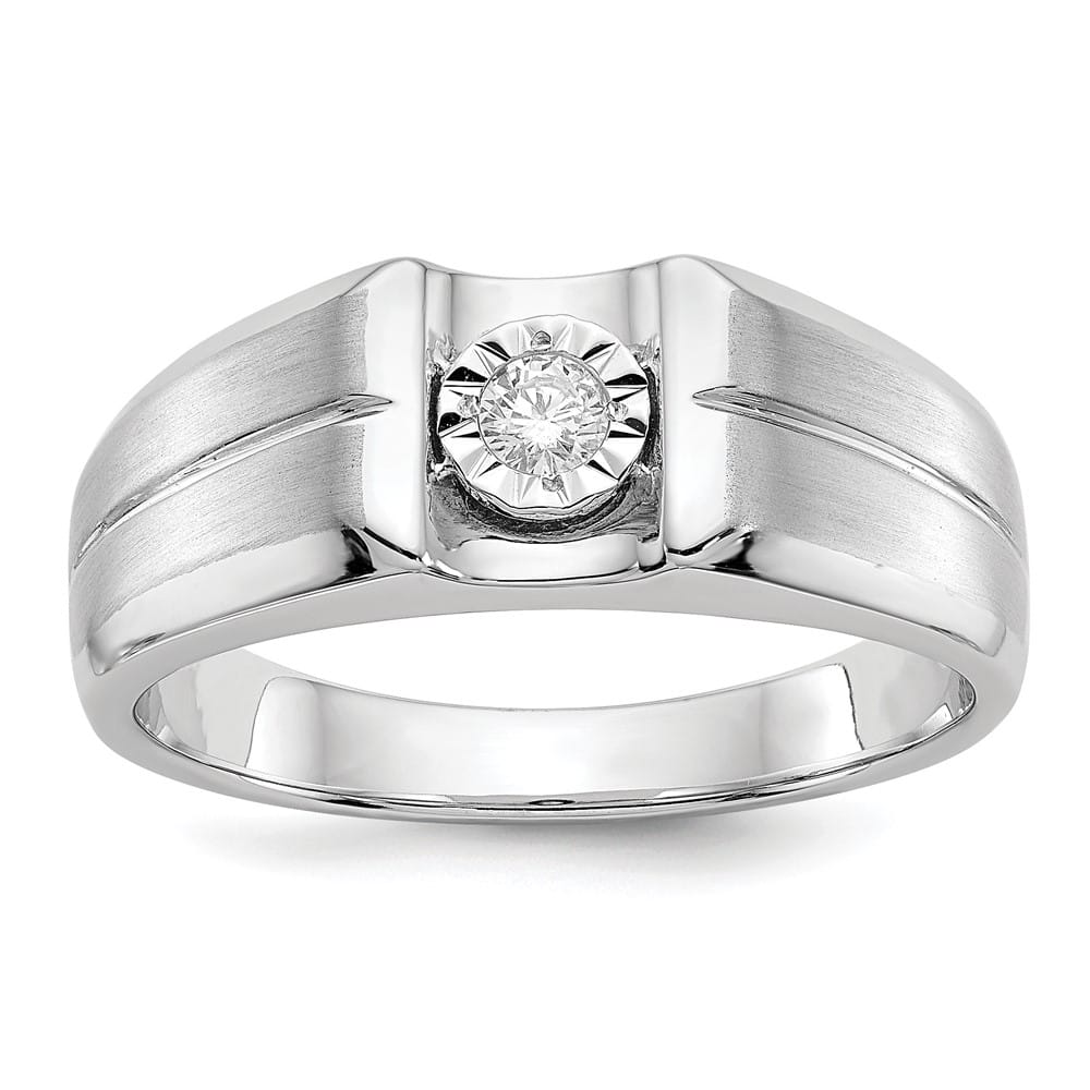14k White Gold IB Goodman 1/10 Carat Diamond Men's Ring