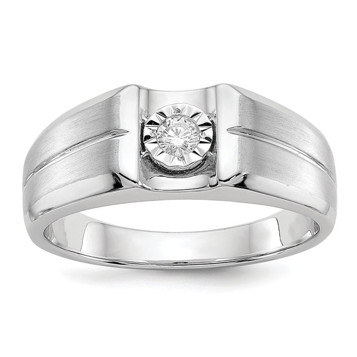 14k White Gold IB Goodman 1/10 Carat Diamond Men's Ring