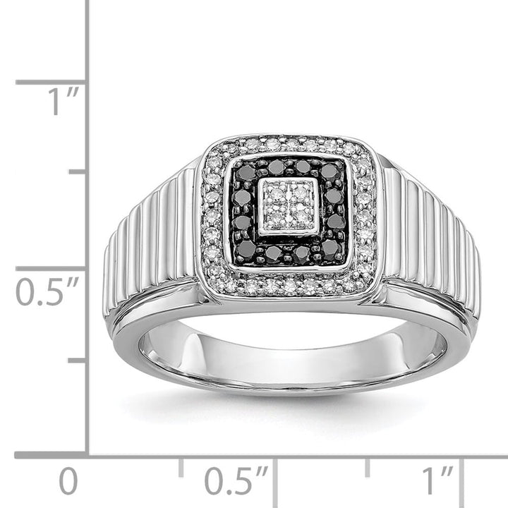 14k White Gold IB Goodman 1/3 Carat Black and White Diamond Men's Ring