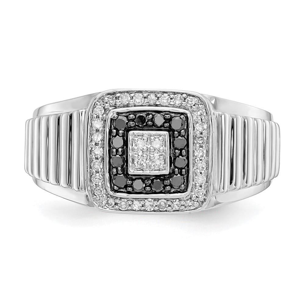 14k White Gold IB Goodman 1/3 Carat Black and White Diamond Men's Ring