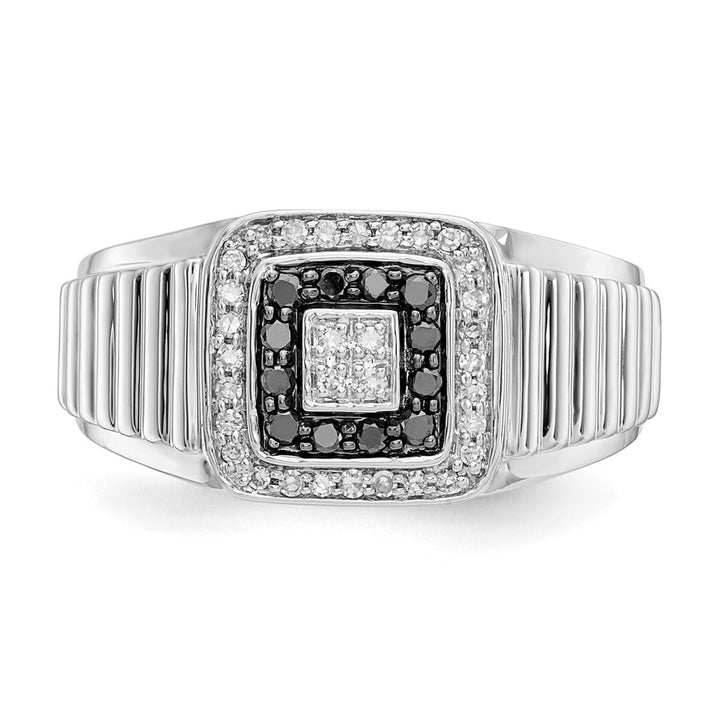 14k White Gold IB Goodman 1/3 Carat Black and White Diamond Men's Ring