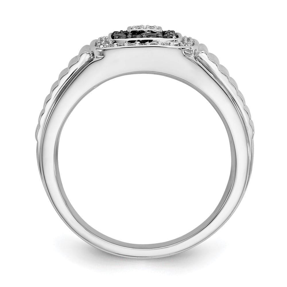 14k White Gold IB Goodman 1/3 Carat Black and White Diamond Men's Ring