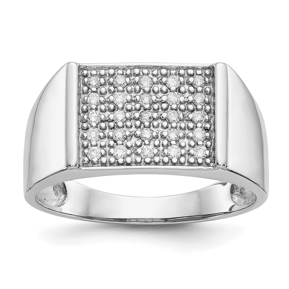 14k White Gold IB Goodman 1/4 Carat Diamond Square Cluster Men's Ring