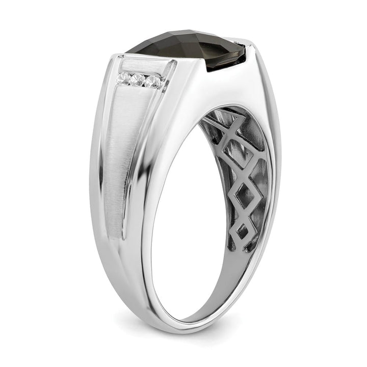 14k White Gold IB Goodman 10 mm Cushion Onyx Diamond Men's Ring Stock Size 10 Ring Are Refundable