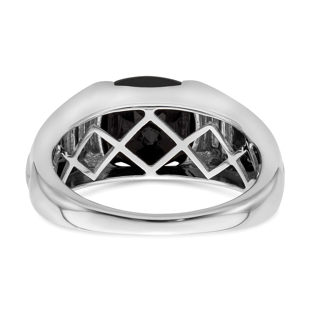 14k White Gold IB Goodman 10 mm Cushion Onyx Diamond Men's Ring Stock Size 10 Ring Are Refundable