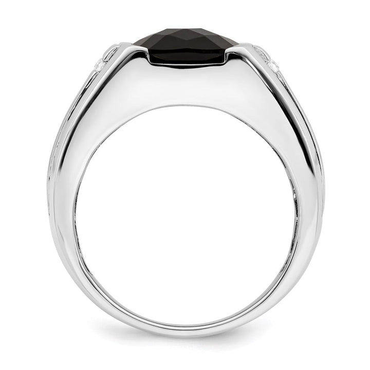 14k White Gold IB Goodman 10 mm Cushion Onyx Diamond Men's Ring Stock Size 10 Ring Are Refundable