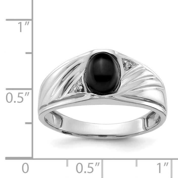 14k White Gold IB Goodman 8x6 Oval Onyx Cabochon Diamond SI2/SI3 Ring