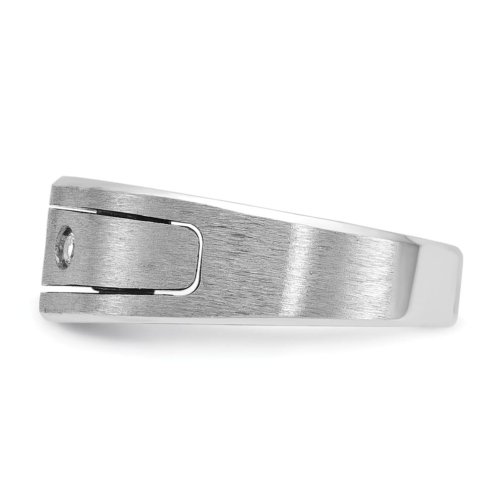 14k White Gold IB Goodman and Satin Diamond 3-Stone Men's Ring
