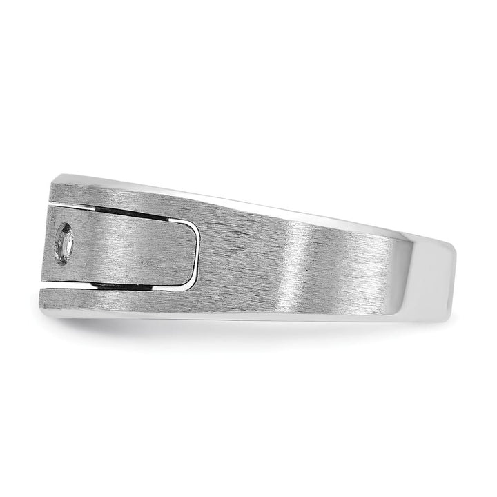 14k White Gold IB Goodman and Satin Diamond 3-Stone Men's Ring