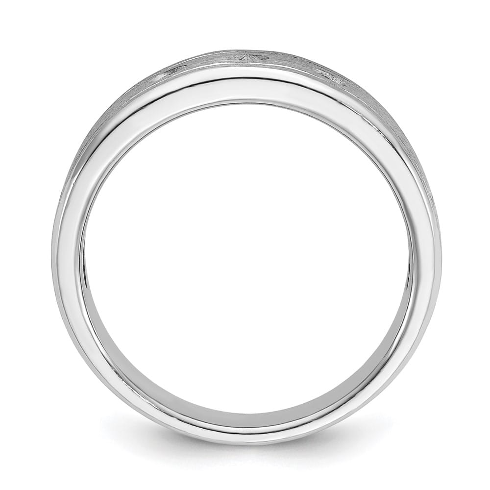 14k White Gold IB Goodman and Satin Diamond 3-Stone Men's Ring