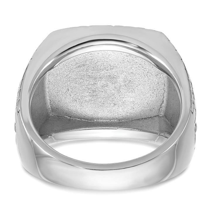 14k White Gold IB Goodman Antiqued Cushion Onyx Star Men's Ring
