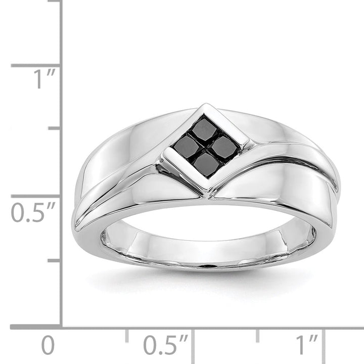 14k White Gold IB Goodman Black Diamond Square Cluster Men's Ring