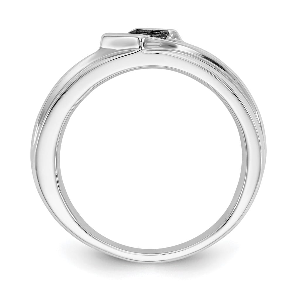 14k White Gold IB Goodman Black Diamond Square Cluster Men's Ring
