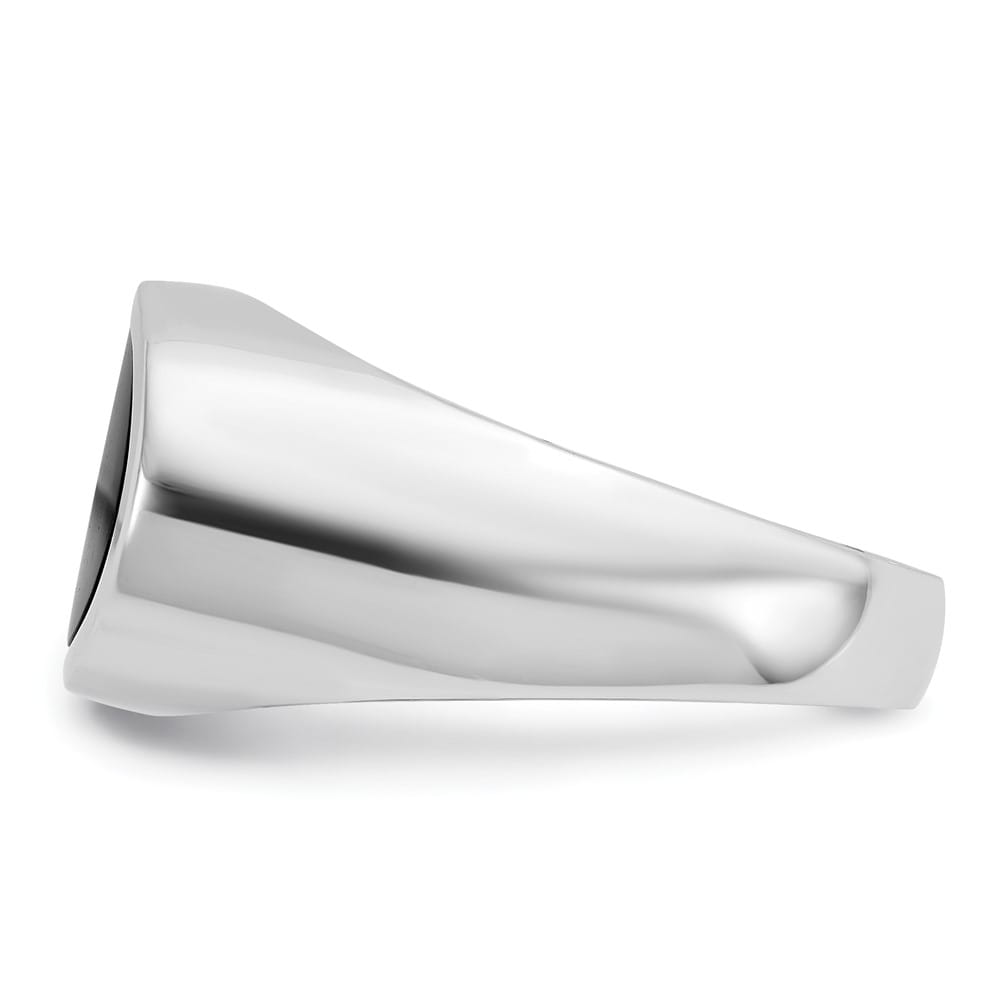 14k White Gold IB Goodman East-West Oval Onyx Men's Ring