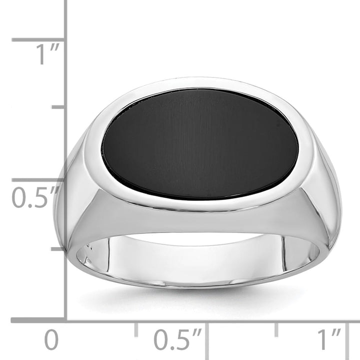 14k White Gold IB Goodman East-West Oval Onyx Men's Ring