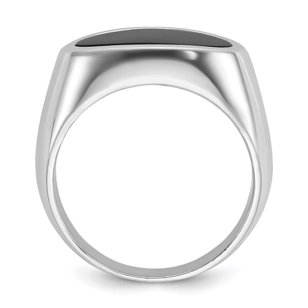 14k White Gold IB Goodman East-West Oval Onyx Men's Ring