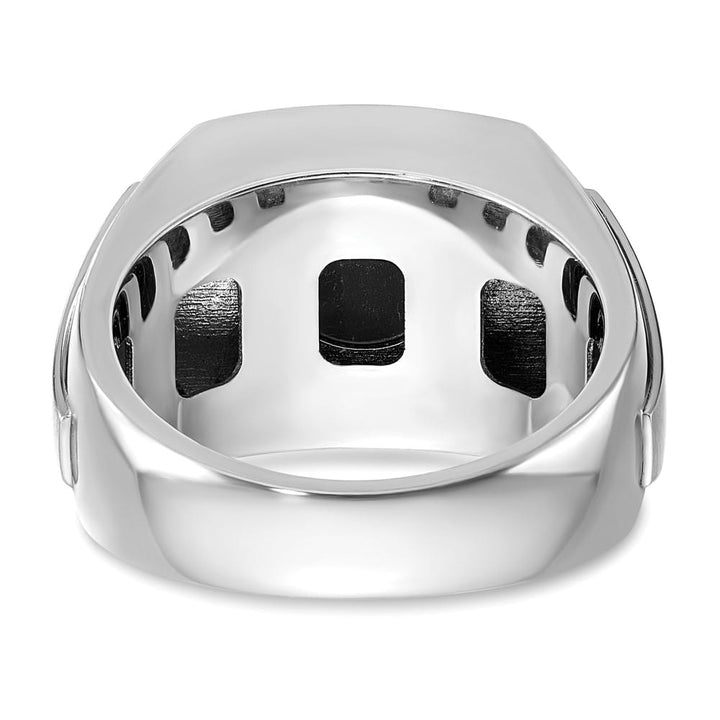 14k White Gold IB Goodman Faceted Onyx and I1 Diamond Men's Ring