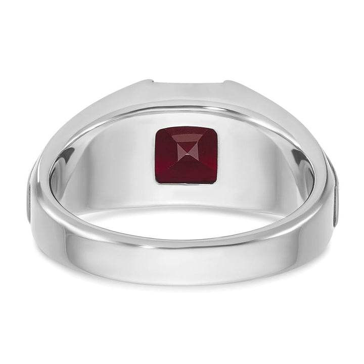 14k White Gold IB Goodman Lab Created Garnet Diamond Men's Ring